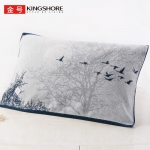 金号（KING SHORE） A类纯棉枕巾 单条装 优雅水墨画 蓝色186g 52cm*80cm