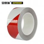安赛瑞（SAFEWARE） 反光划线胶带（红/白）50mm×22m 条纹警示反光胶带 14206