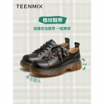 天美意（TEENMIX） 春学院英伦单鞋女皮鞋CRP20AM3 黑色 40