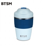 BTSM 保温杯液态硅胶食品级便携学生男女随行水杯子咖啡杯 BTB-1712 蓝色