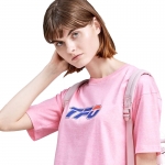 TFO 613011A18女款宽松短款功能印花T恤粉桃红XXL码